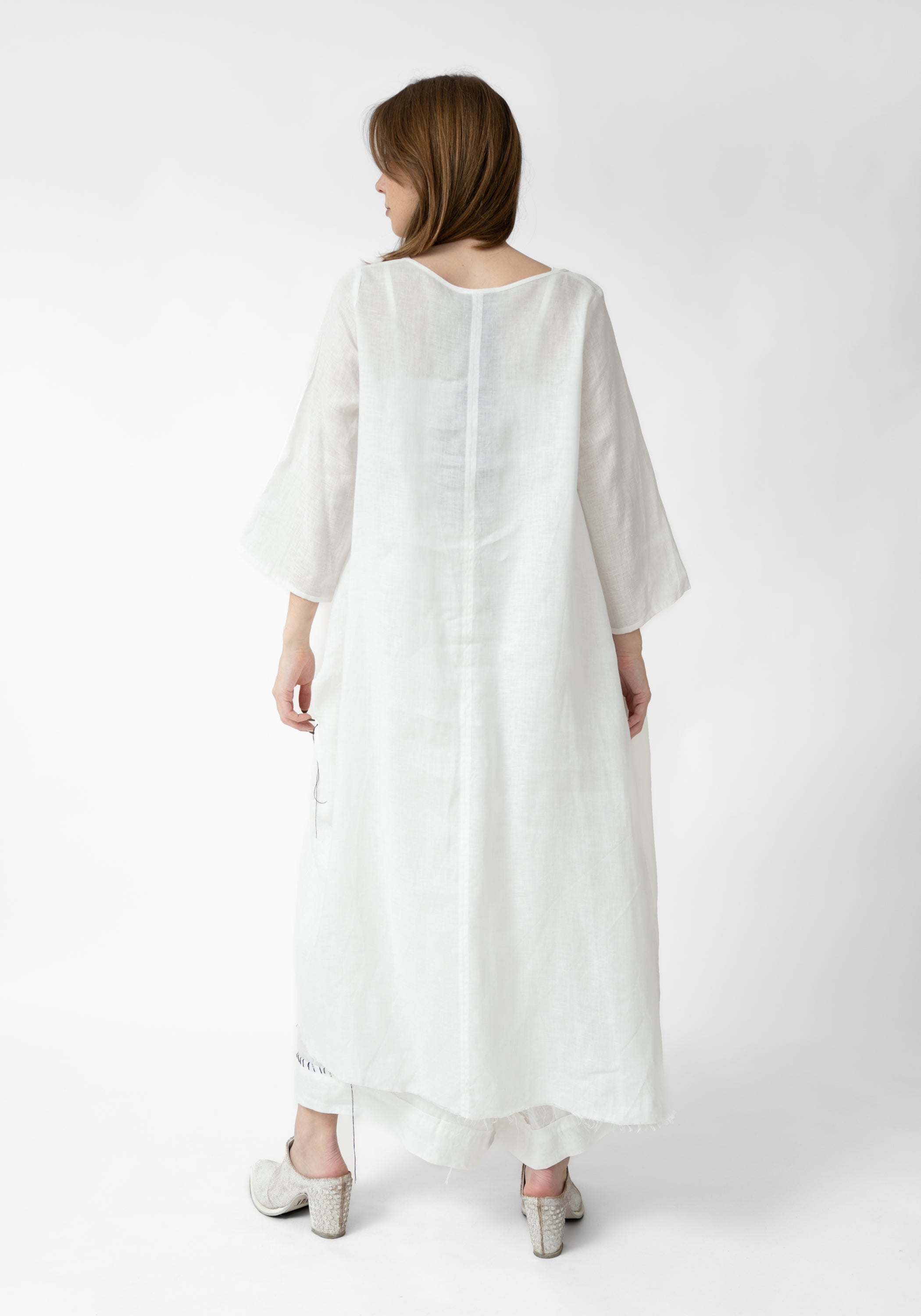 Valonia Asymmetric Stitch Detail Linen Tunic