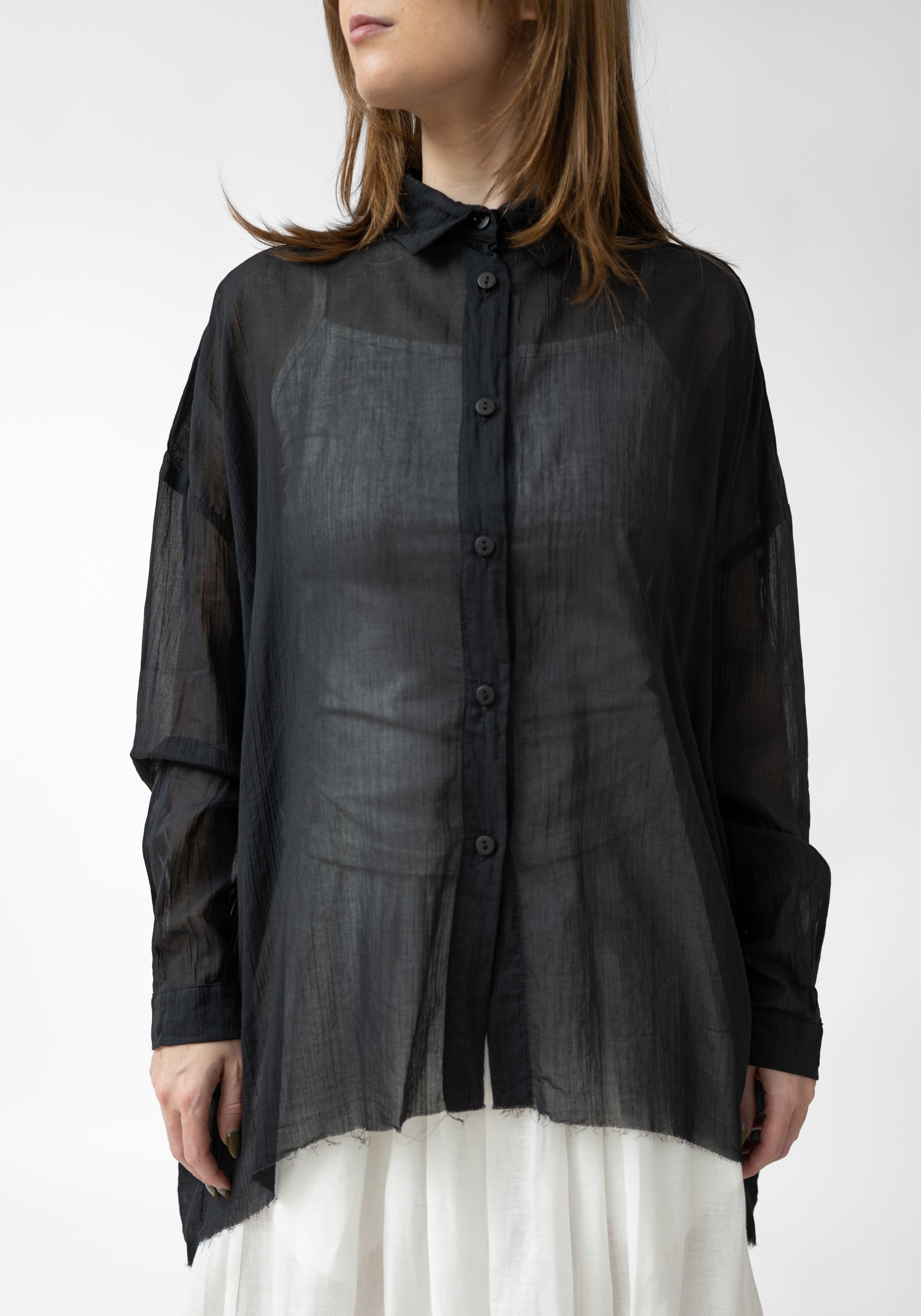 Urca Oversized Asymmetric Semi-Sheer Blouse