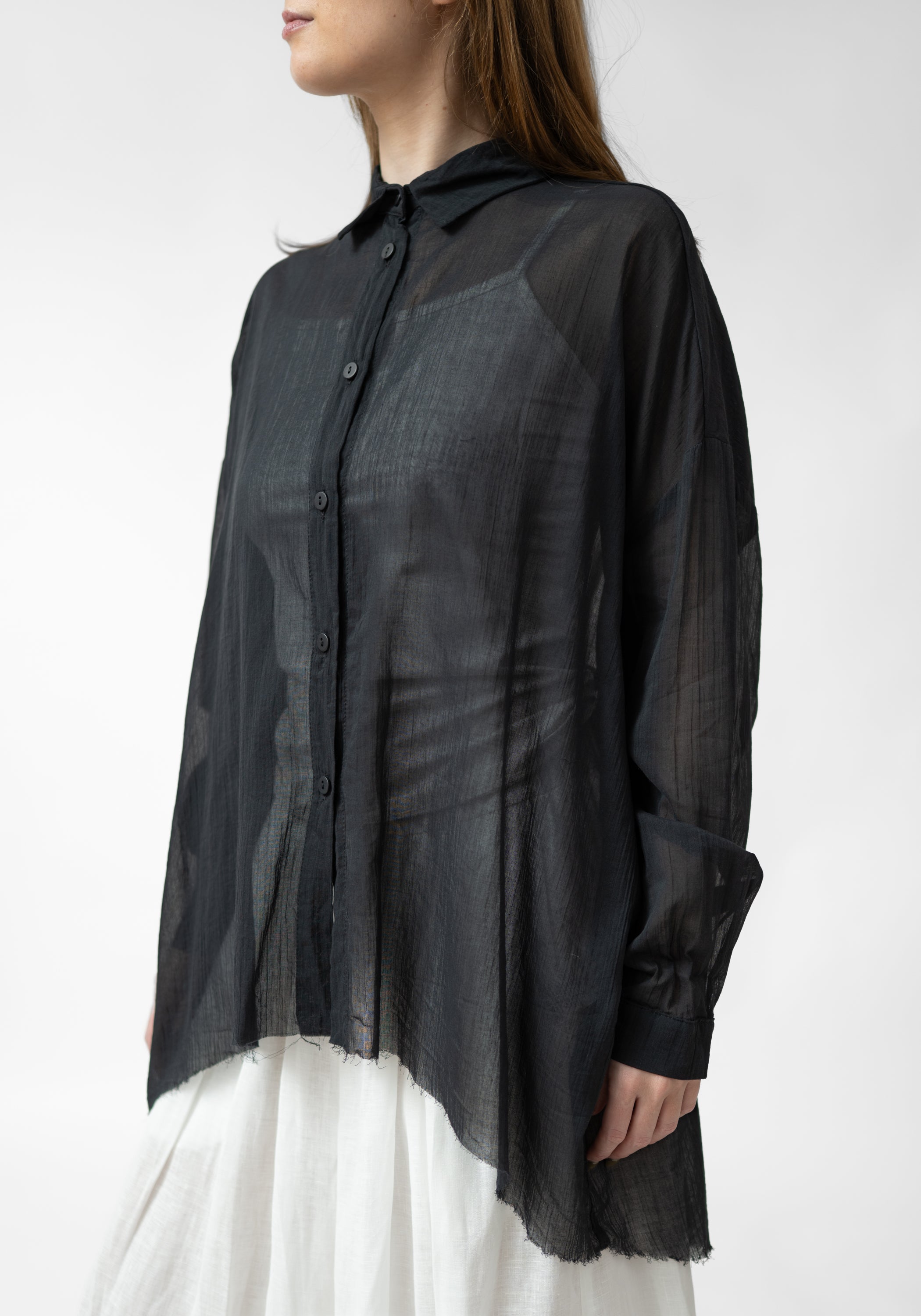 Urca Oversized Asymmetric Semi-Sheer Blouse