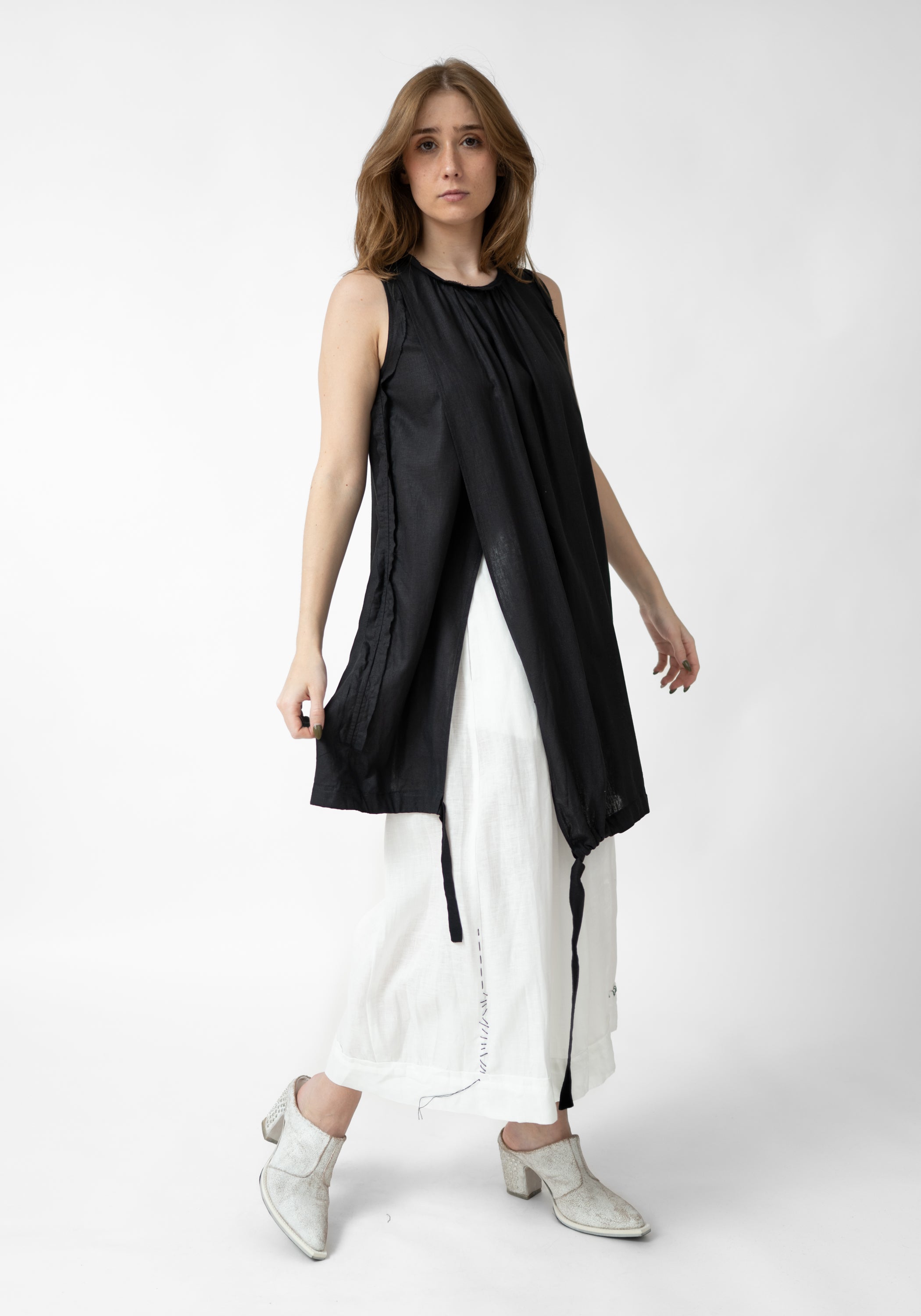 Lenora Drawstring Hem Side Slit Sleeveless Tunic