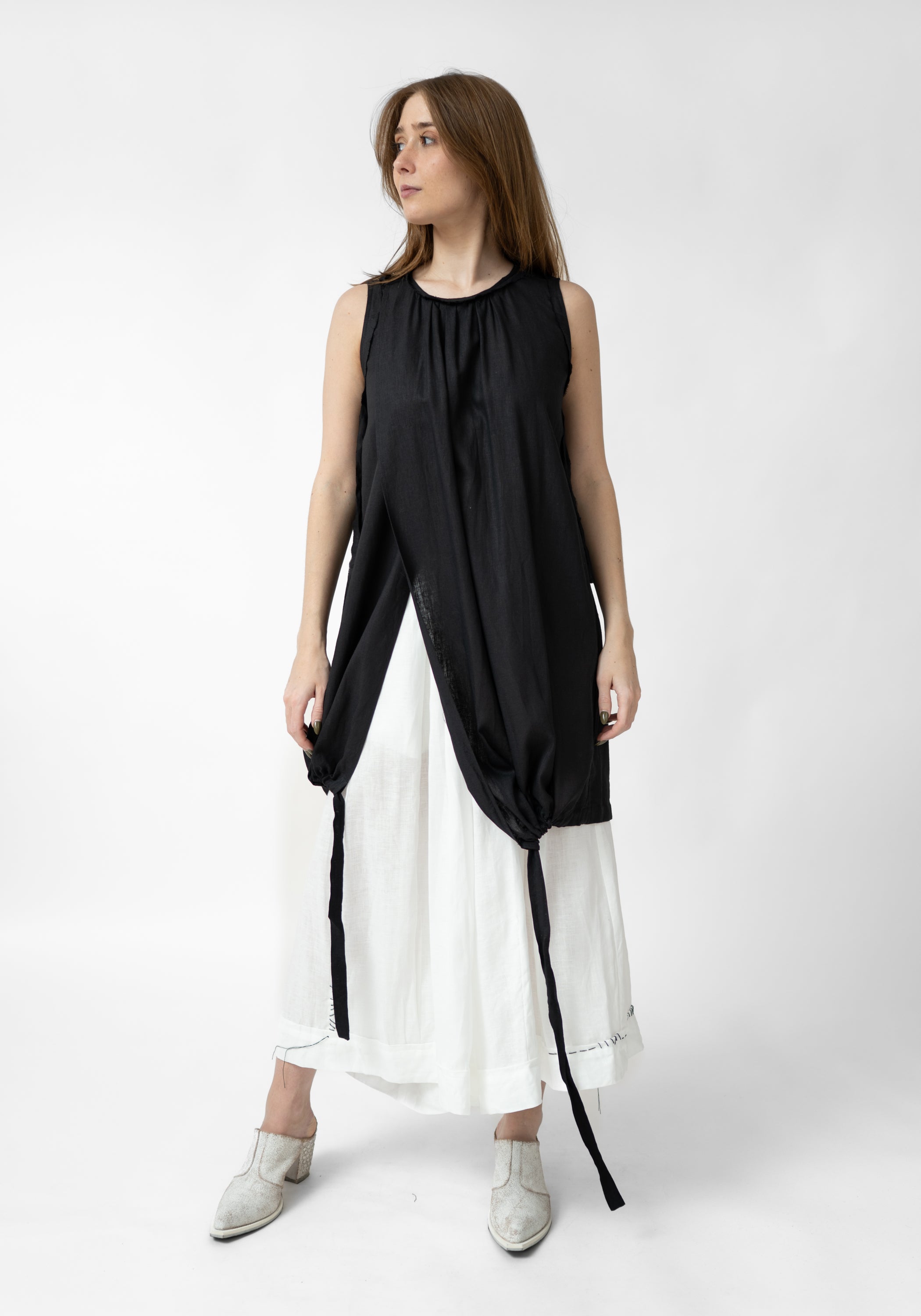 Lenora Drawstring Hem Side Slit Sleeveless Tunic