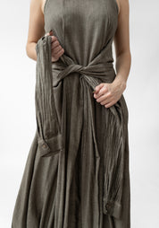 Midra Faux Sleeve Tie Waist Bubble Dress