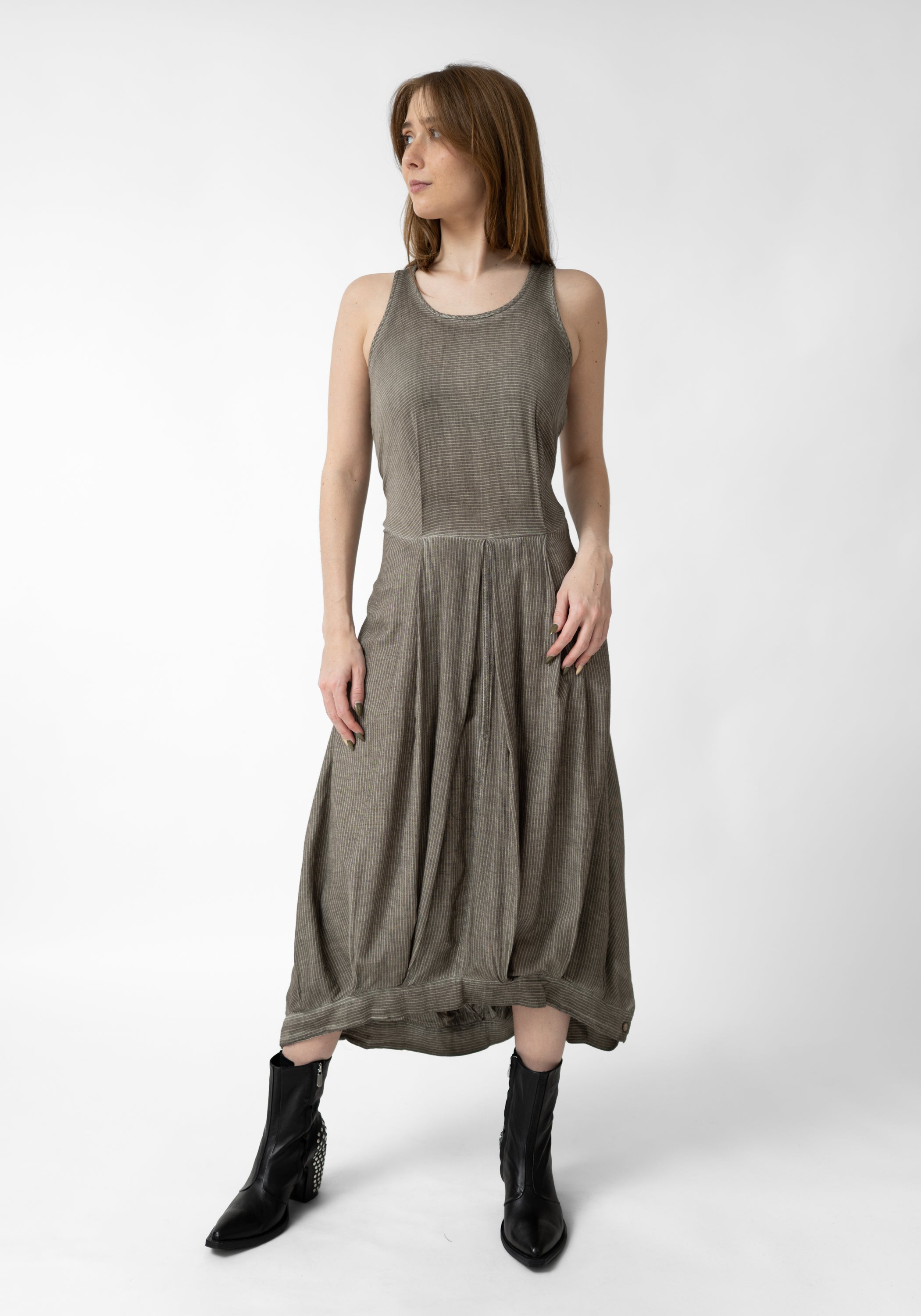 Midra Faux Sleeve Tie Waist Bubble Dress