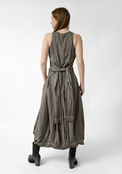 Midra Faux Sleeve Tie Waist Bubble Dress