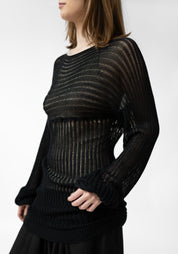 Baloo Paneled Ribbed Open Knit Top