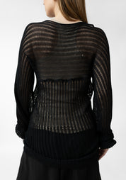 Baloo Paneled Ribbed Open Knit Top