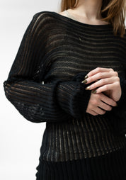 Baloo Paneled Ribbed Open Knit Top