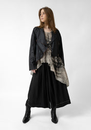 Myra Coated Cropped Button and Zip Front Jacket