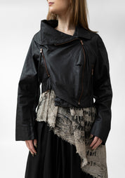 Myra Coated Cropped Button and Zip Front Jacket