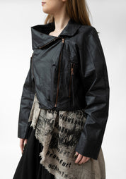 Myra Coated Cropped Button and Zip Front Jacket