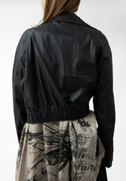 Myra Coated Cropped Button and Zip Front Jacket