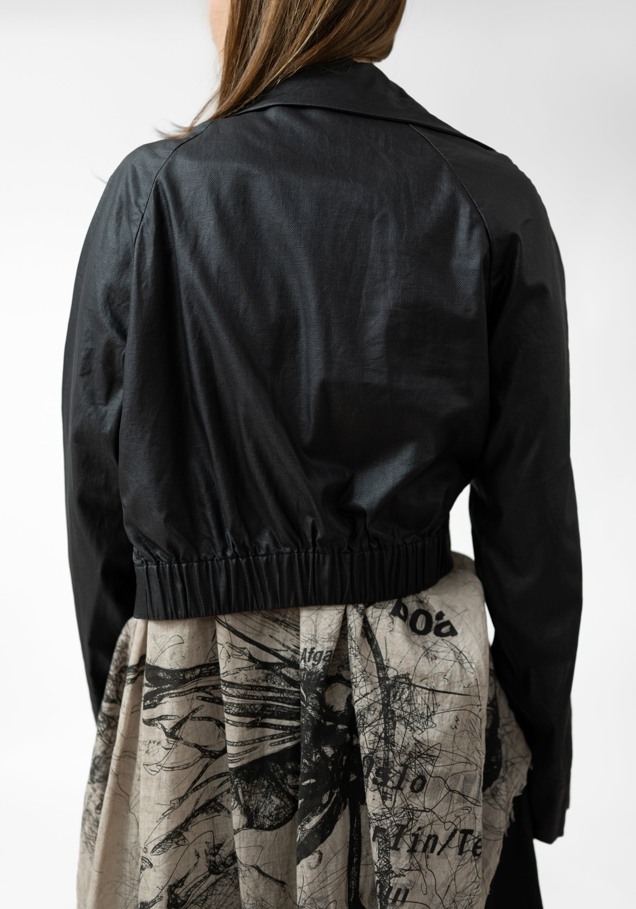 Myra Coated Cropped Button and Zip Front Jacket