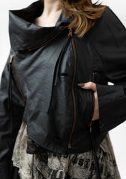 Myra Coated Cropped Button and Zip Front Jacket