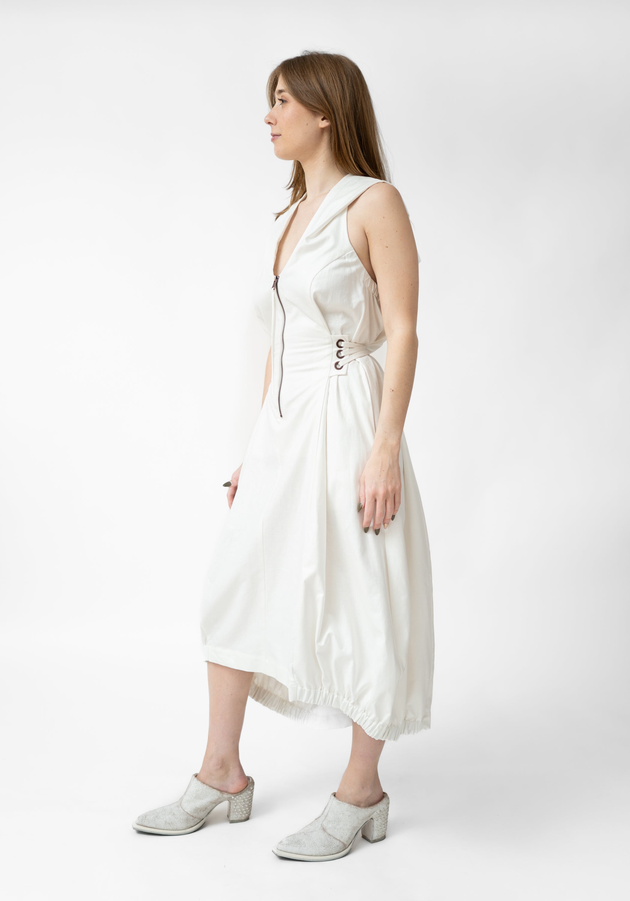 Lamba Open Back Hooded Corset Detail Bubble Dress