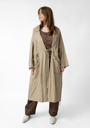 Zakino Oversized Coated Tie Front Maxi Trench Coat - December Thieves