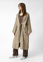 Zakino Oversized Coated Tie Front Maxi Trench Coat - December Thieves