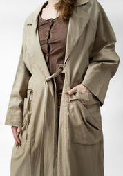Zakino Oversized Coated Tie Front Maxi Trench Coat - December Thieves