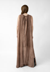 Paola A-Line Gathered Neck Maxi Dress with Slip