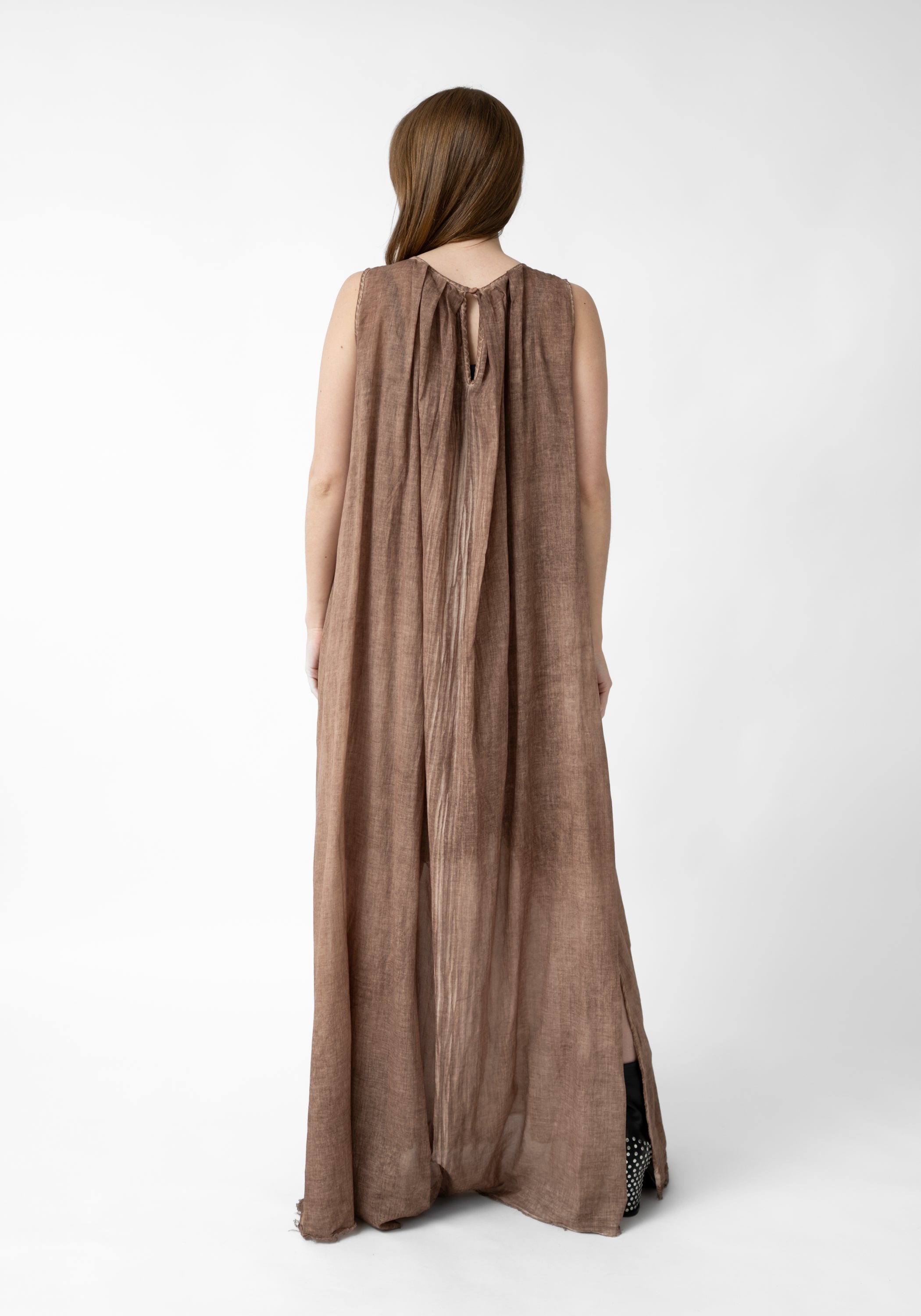 Paola A-Line Gathered Neck Maxi Dress with Slip