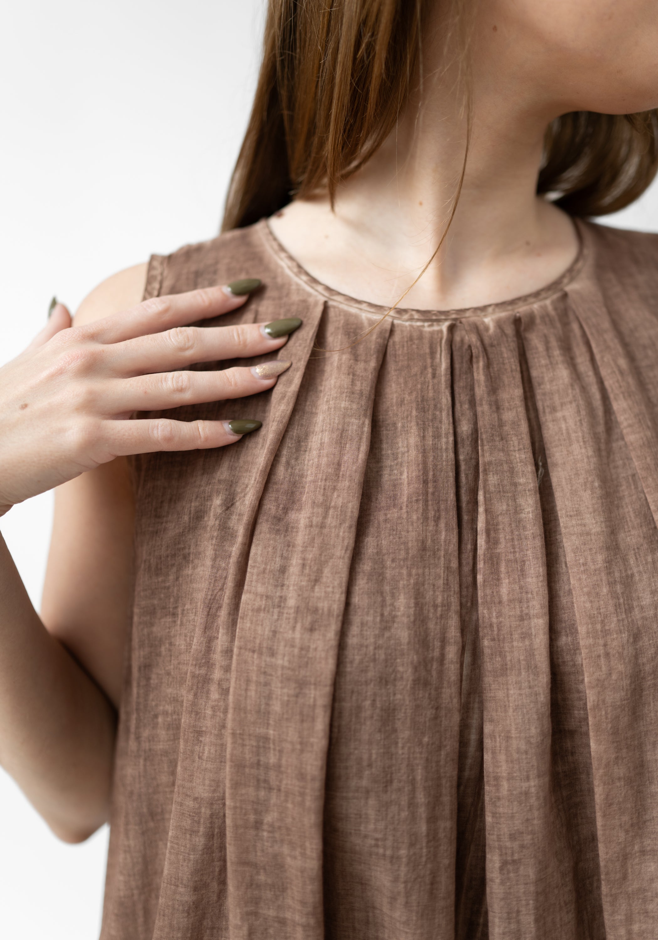 Paola A-Line Gathered Neck Maxi Dress with Slip