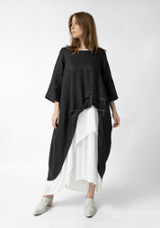 Valonia Asymmetric Stitch Detail Linen Tunic