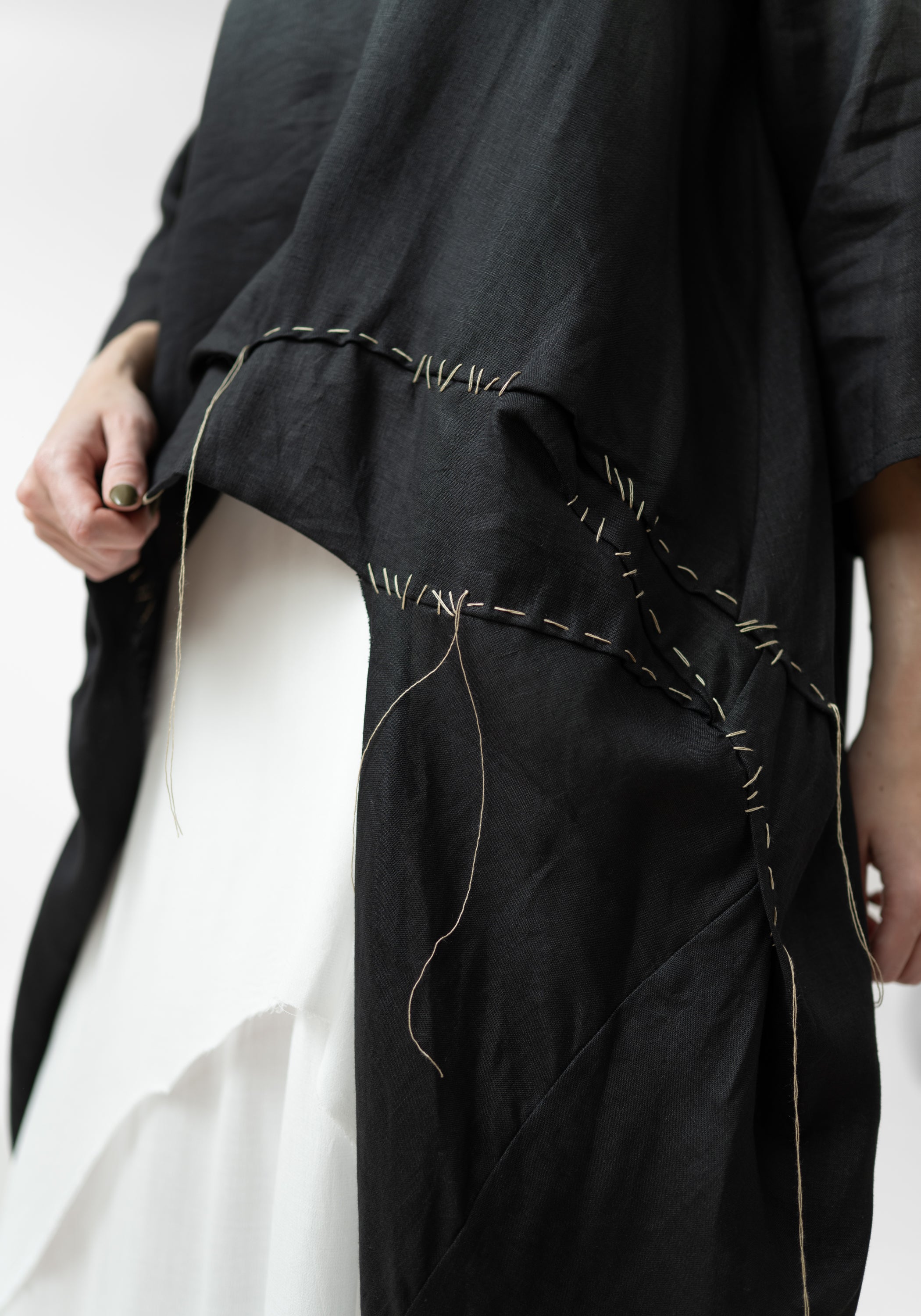 Valonia Asymmetric Stitch Detail Linen Tunic