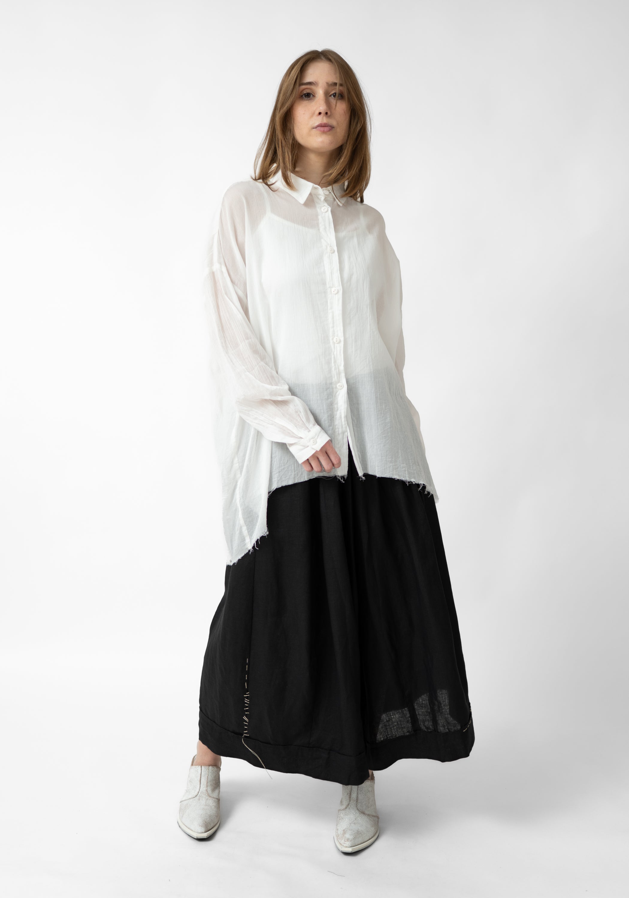 Urca Oversized Asymmetric Semi-Sheer Blouse | Studio B3 – December