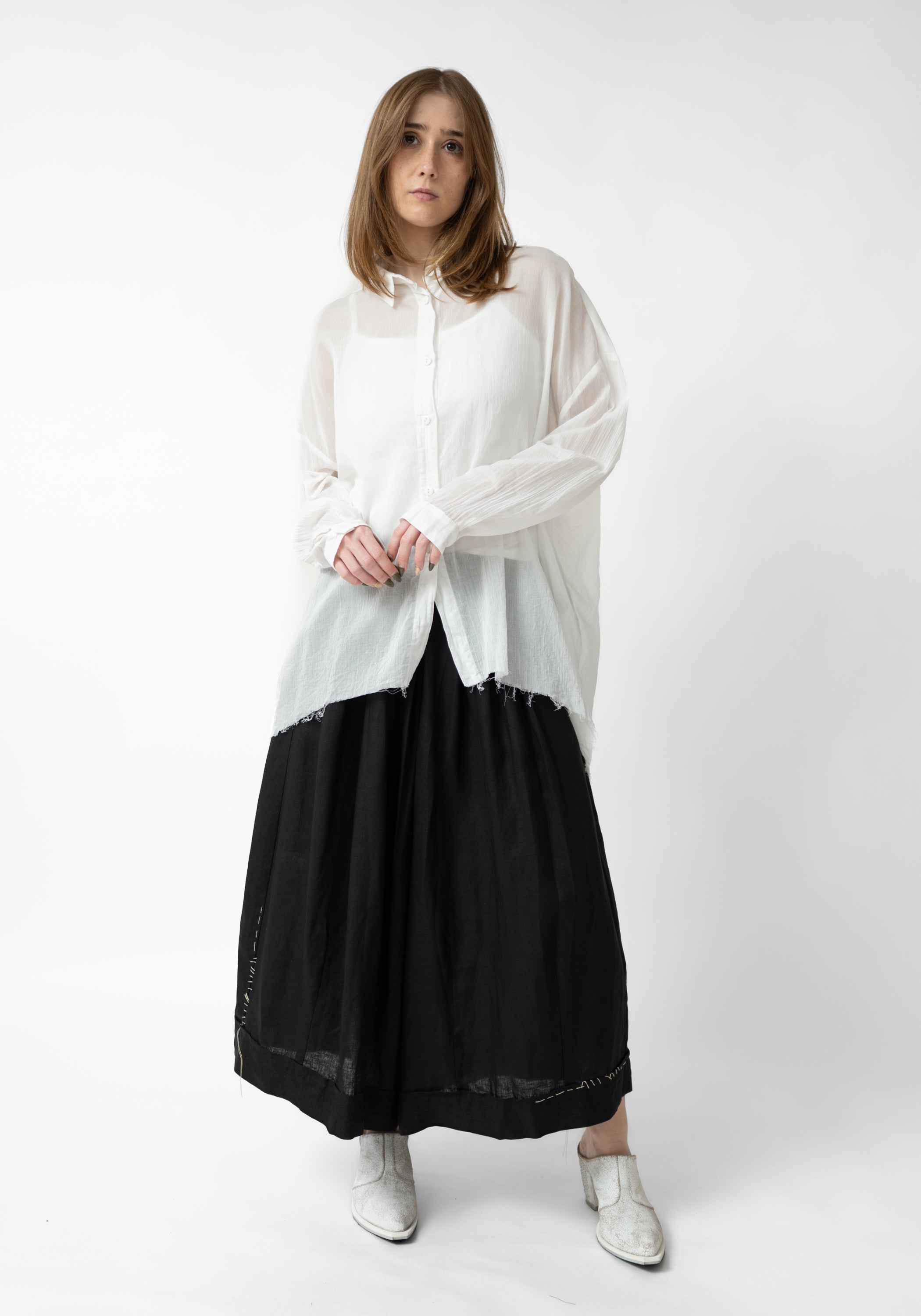 Urca Oversized Asymmetric Semi-Sheer Blouse