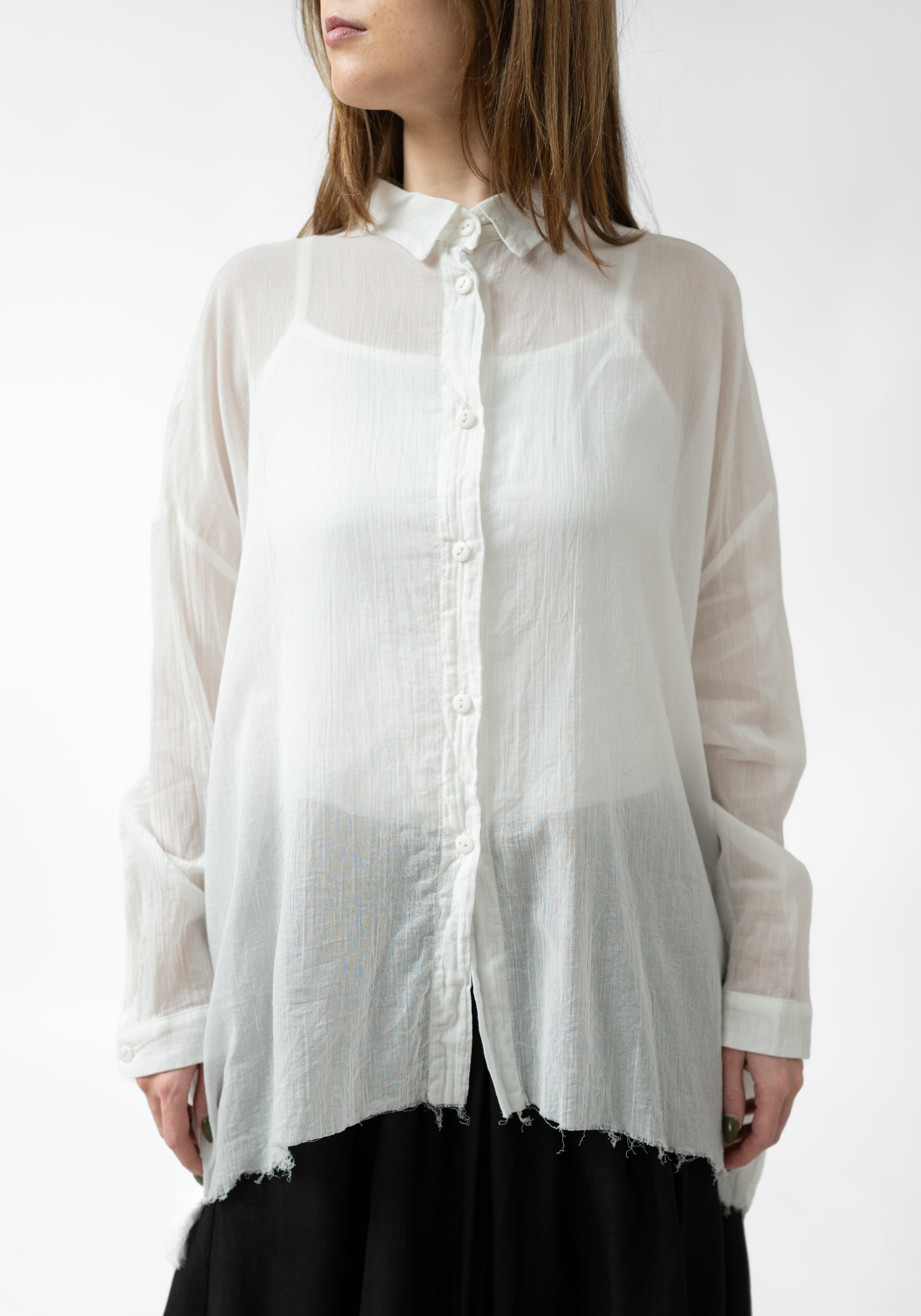 Urca Oversized Asymmetric Semi-Sheer Blouse