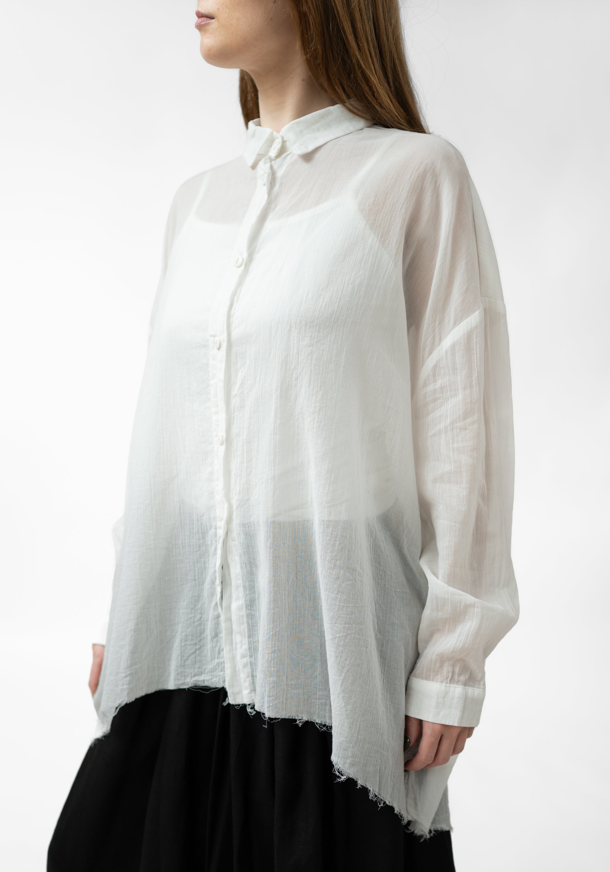 Urca Oversized Asymmetric Semi-Sheer Blouse