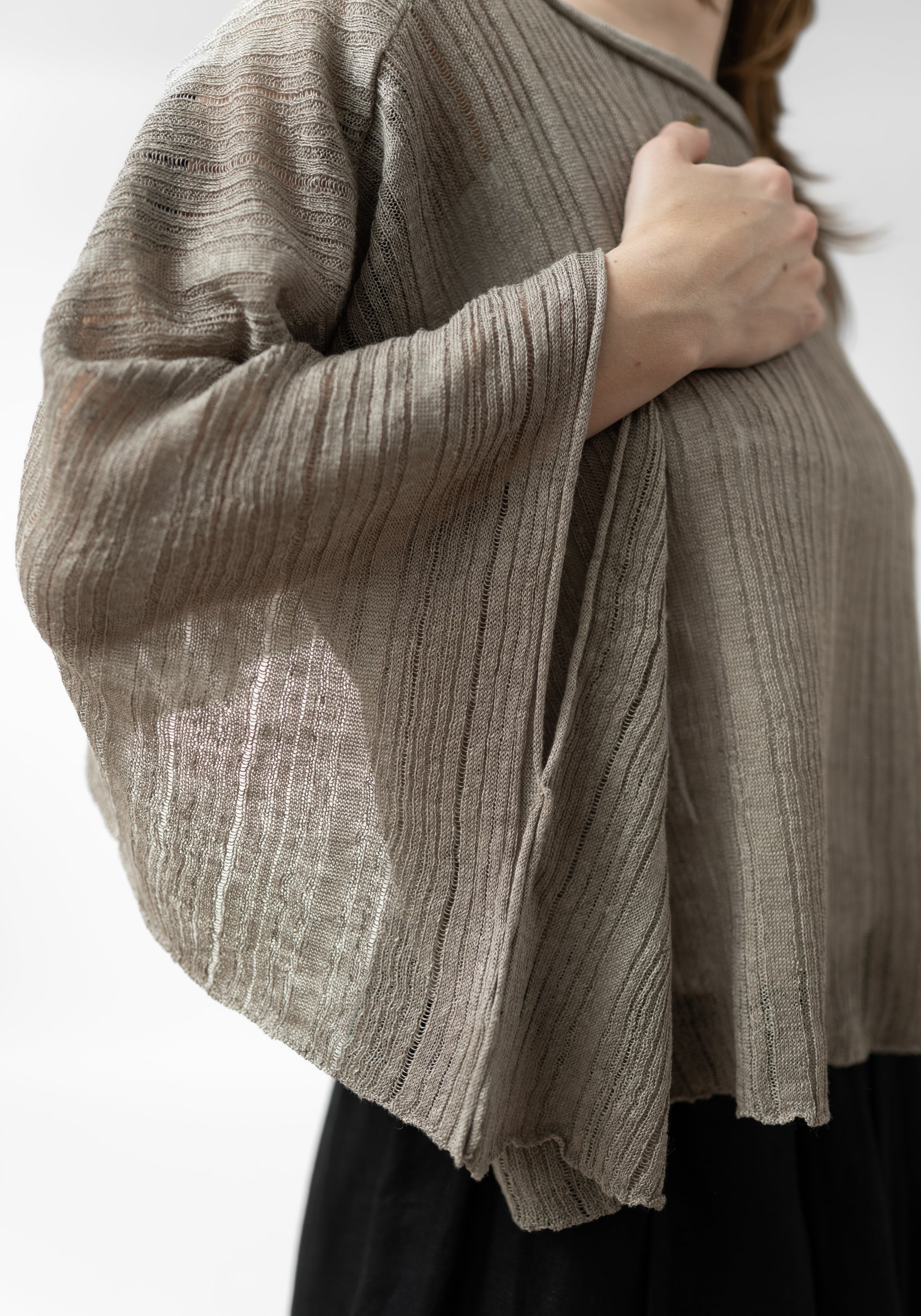 Flaxa Cropped Drop Shoulder Knit Pullover