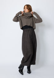 Makko Cropped Wool Blend Knit Sweater with Removable Snood