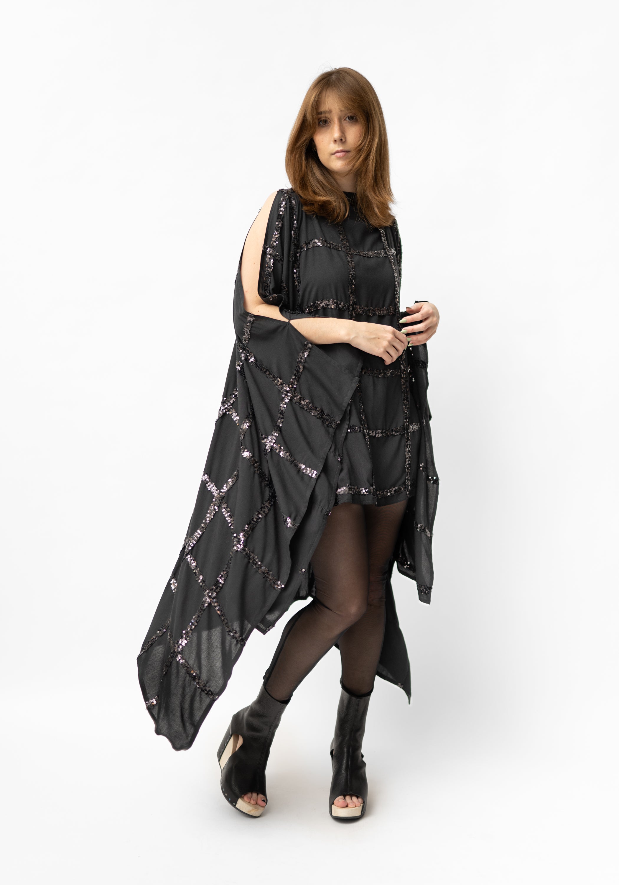 Sequin Grid Transformable Dress