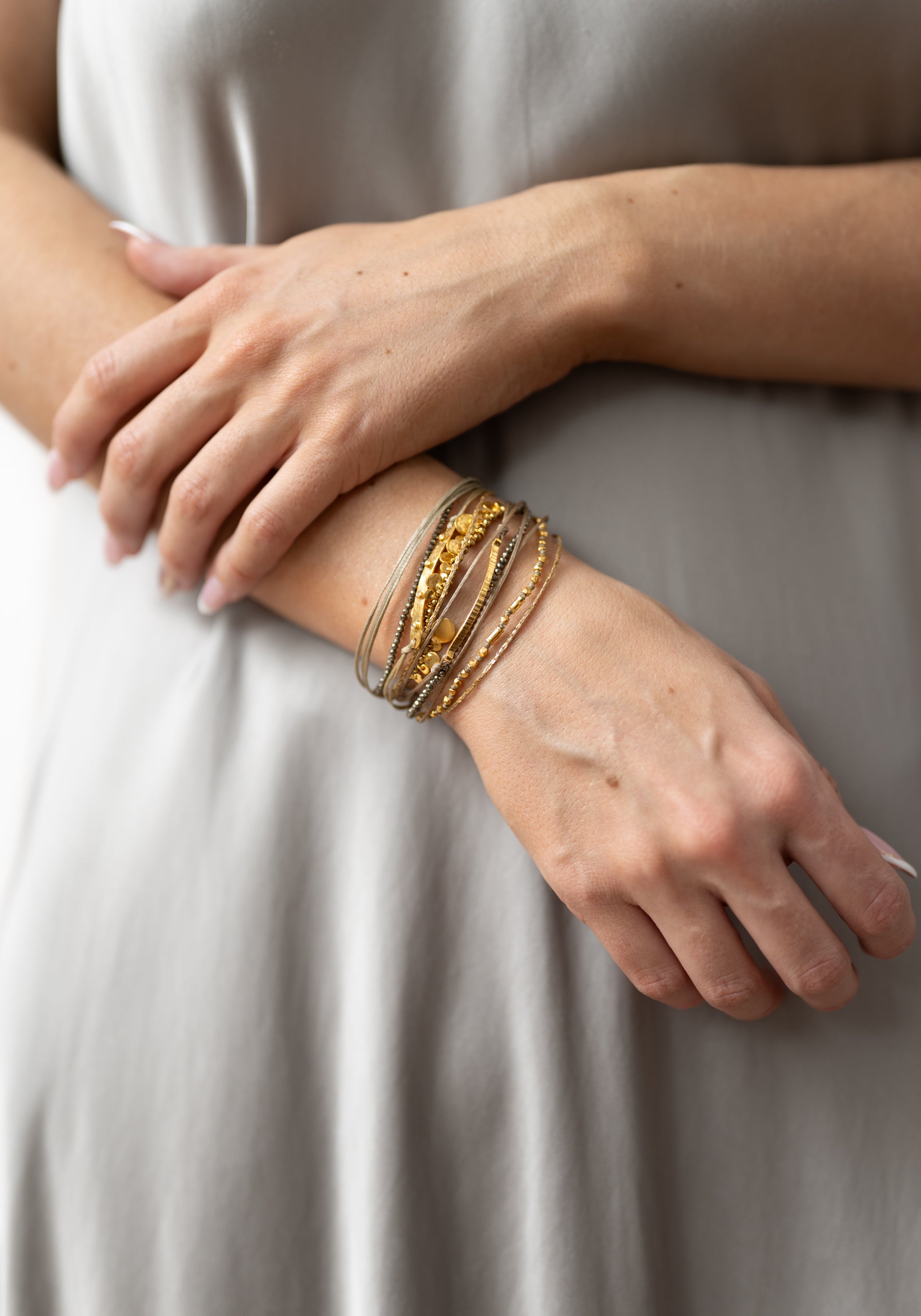 24kt Gold Plated Pyrite Layered Bracelet