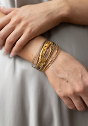 24kt Gold Plated Pyrite Layered Bracelet