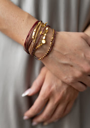 24kt Gold Plated Sterling Garnet Layered Bracelet