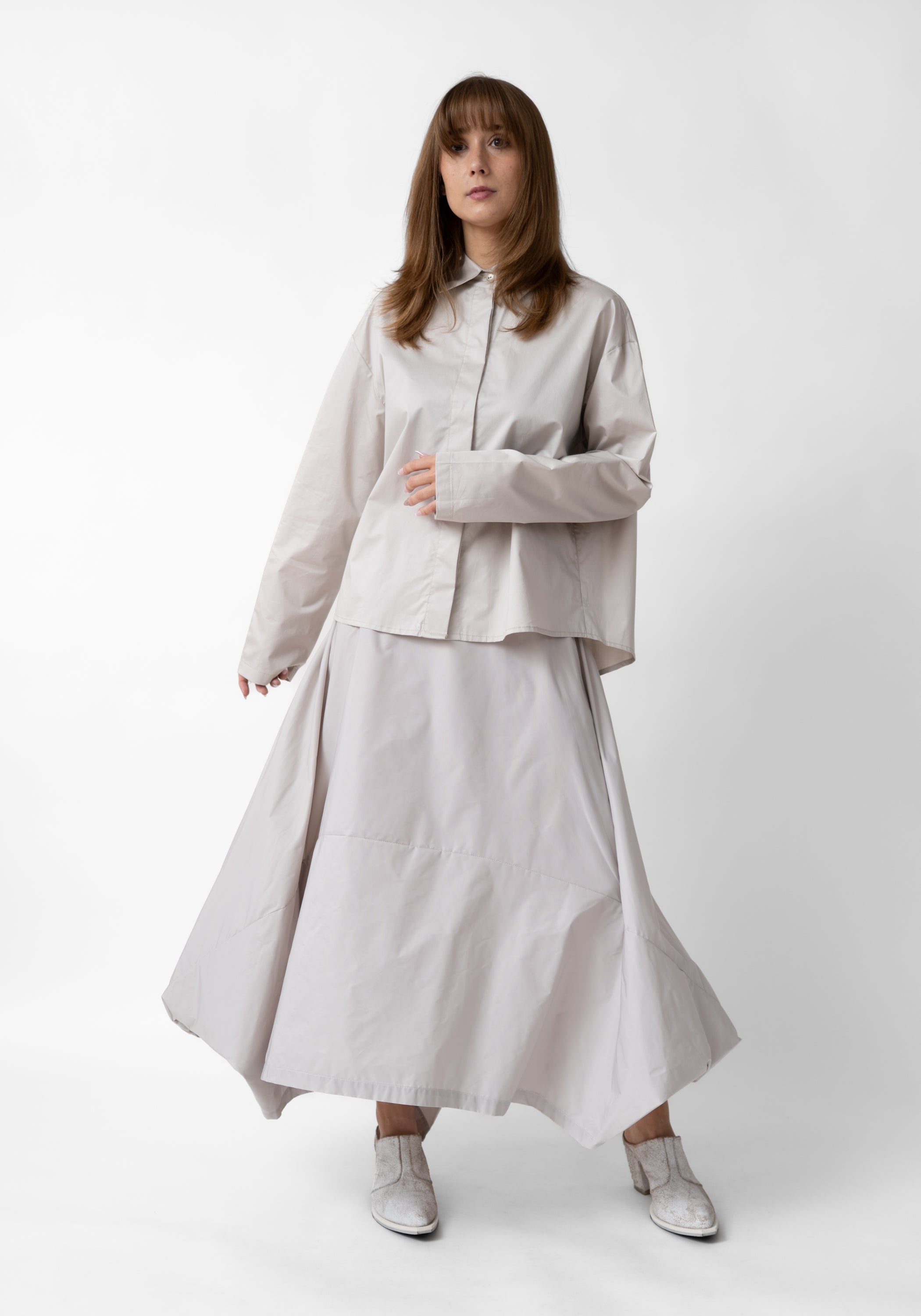 Asymmetric Swing Back Cotton Blouse