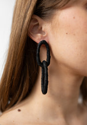 Double Link Leather Earrings