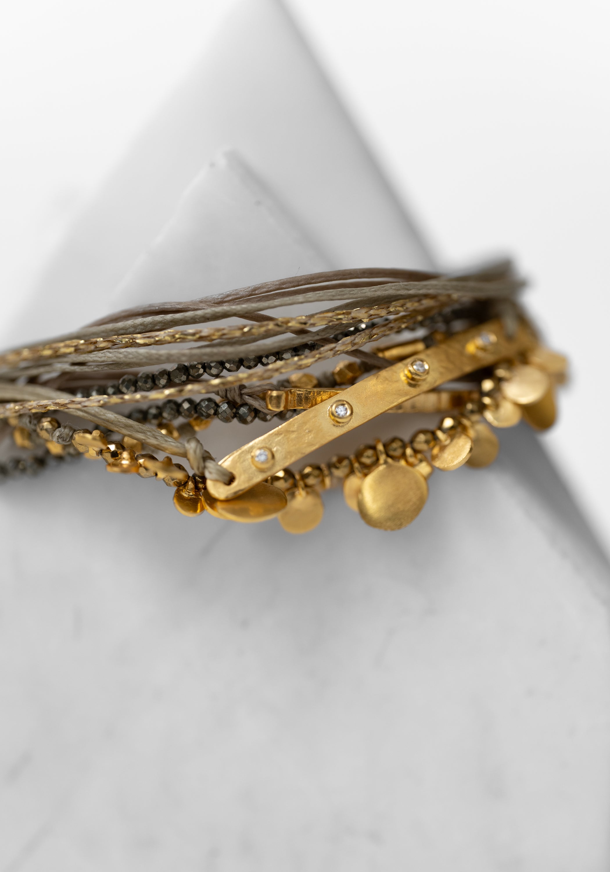 24kt Gold Plated Pyrite Layered Bracelet