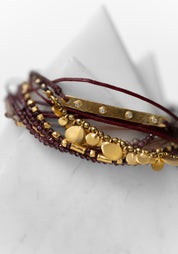 24kt Gold Plated Sterling Garnet Layered Bracelet