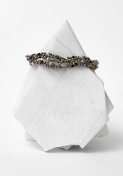 24kt Gold Plated Pyrite, Garnet, Pearl and Onyx Layered Bracelet