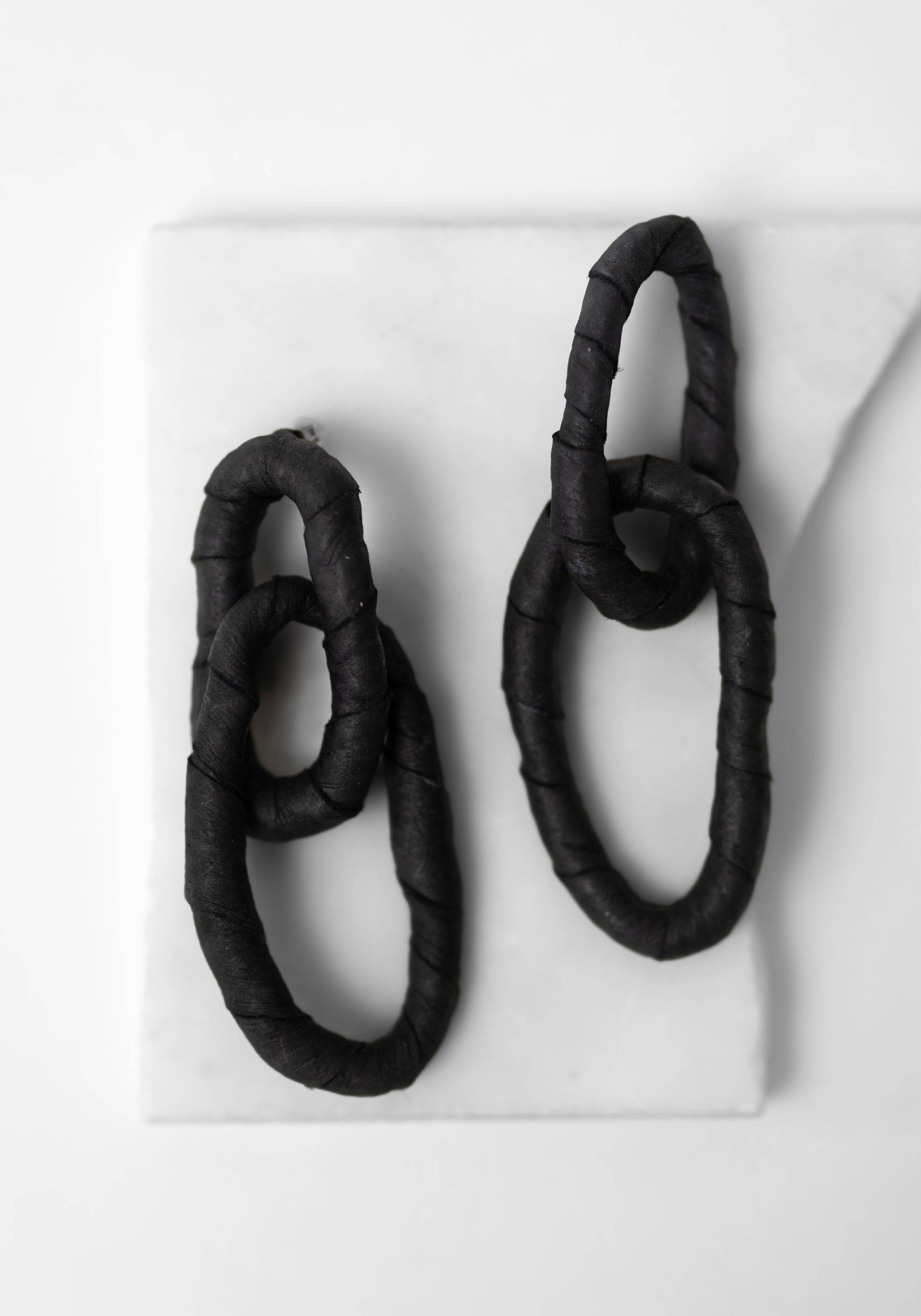 Double Link Leather Earrings