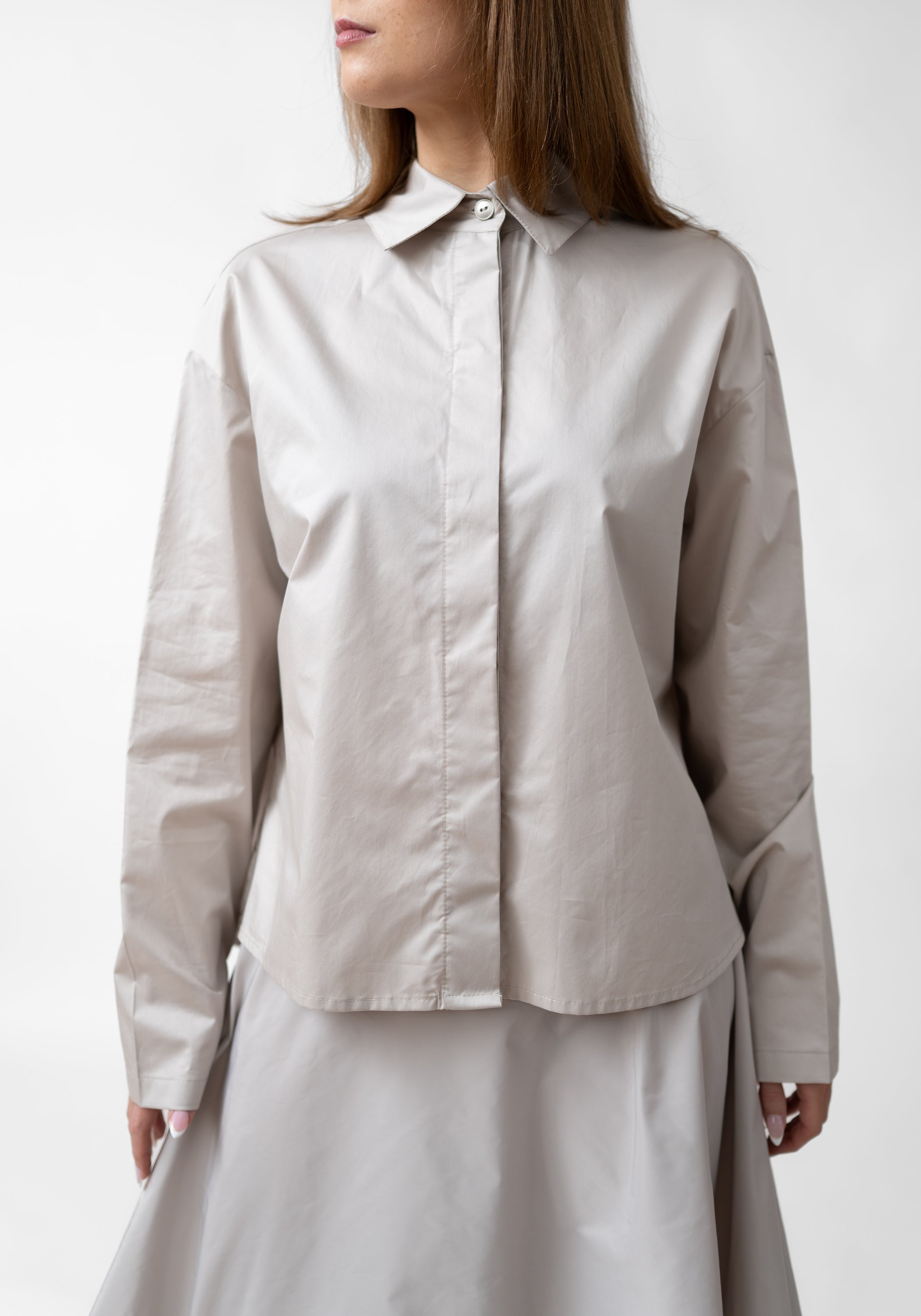 Asymmetric Swing Back Cotton Blouse