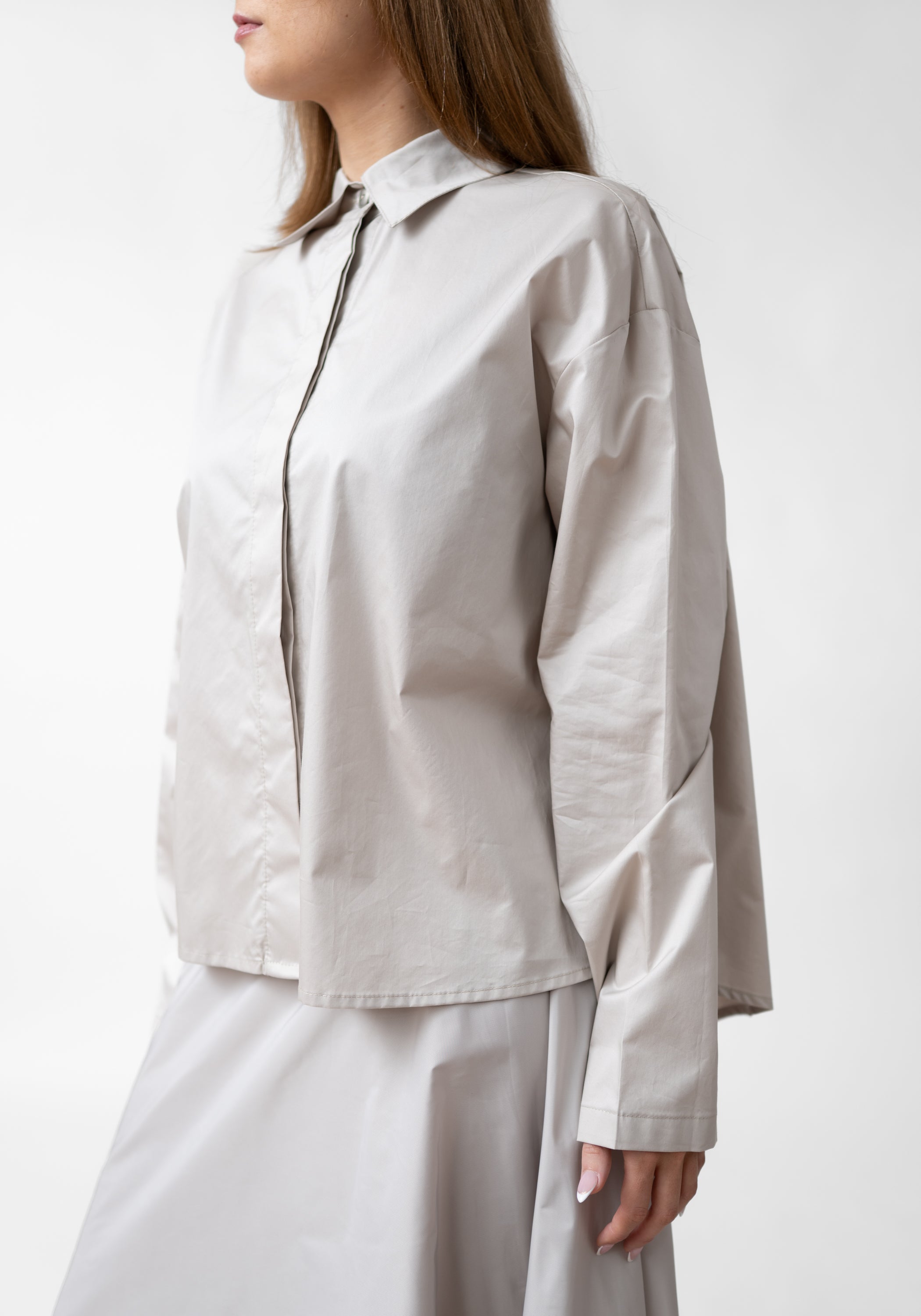 Asymmetric Swing Back Cotton Blouse