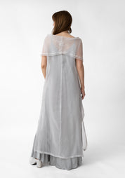 Sheer Organza Draped Neck Dress