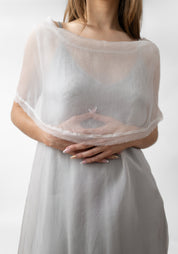 Sheer Organza Draped Neck Dress