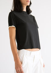 Cropped Contrast Trim T-Shirt
