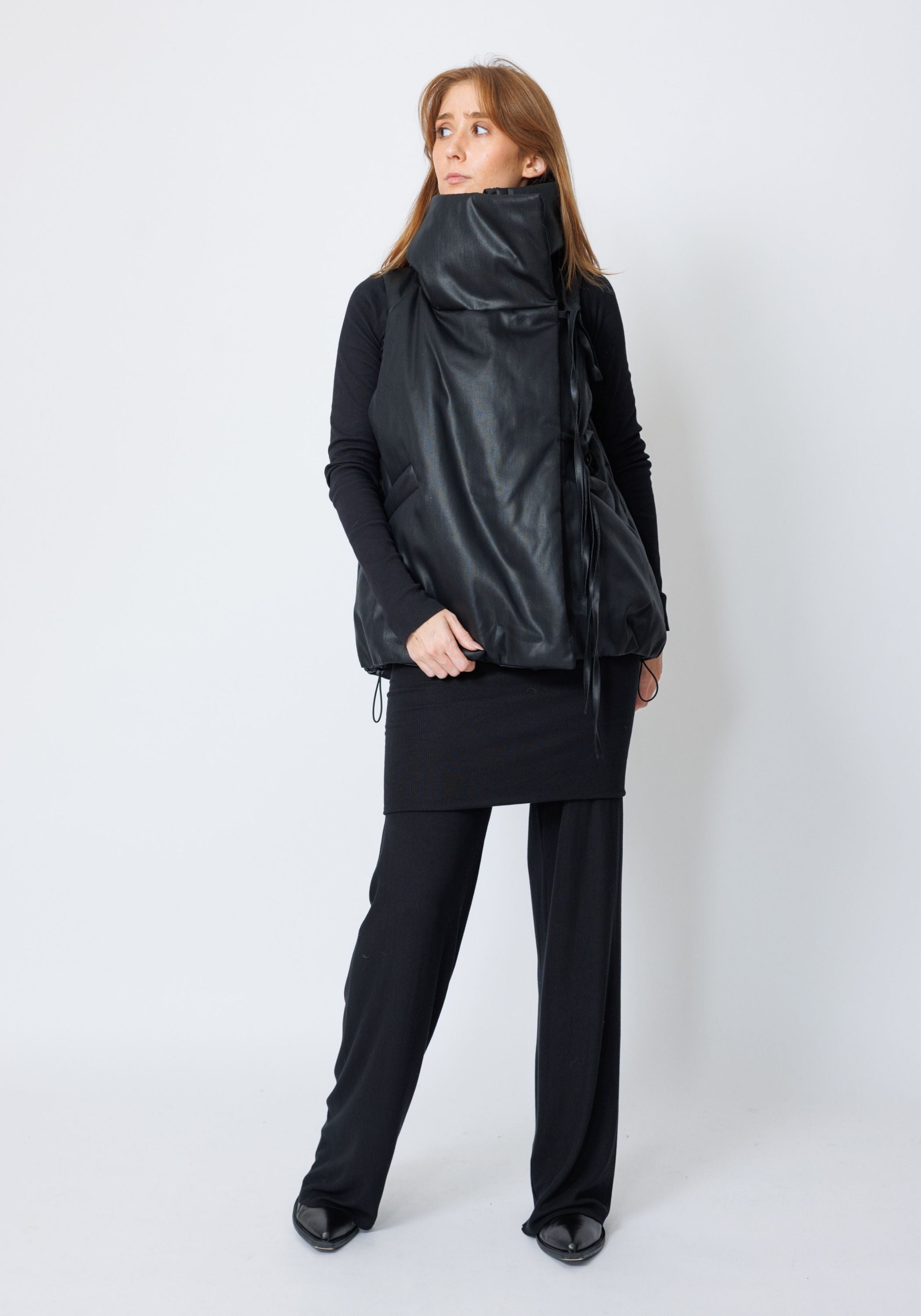 Boa Coated Padded High Neck Vest