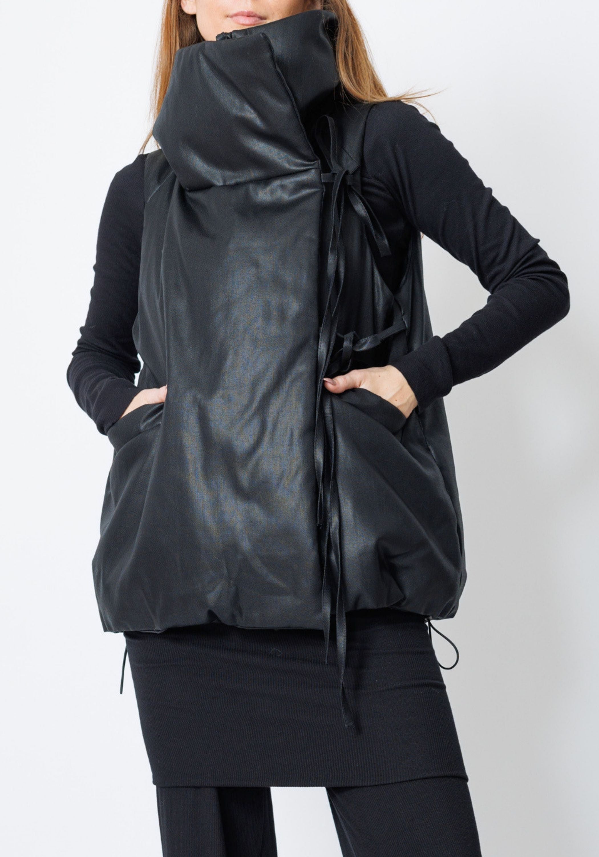 Boa Coated Padded High Neck Vest