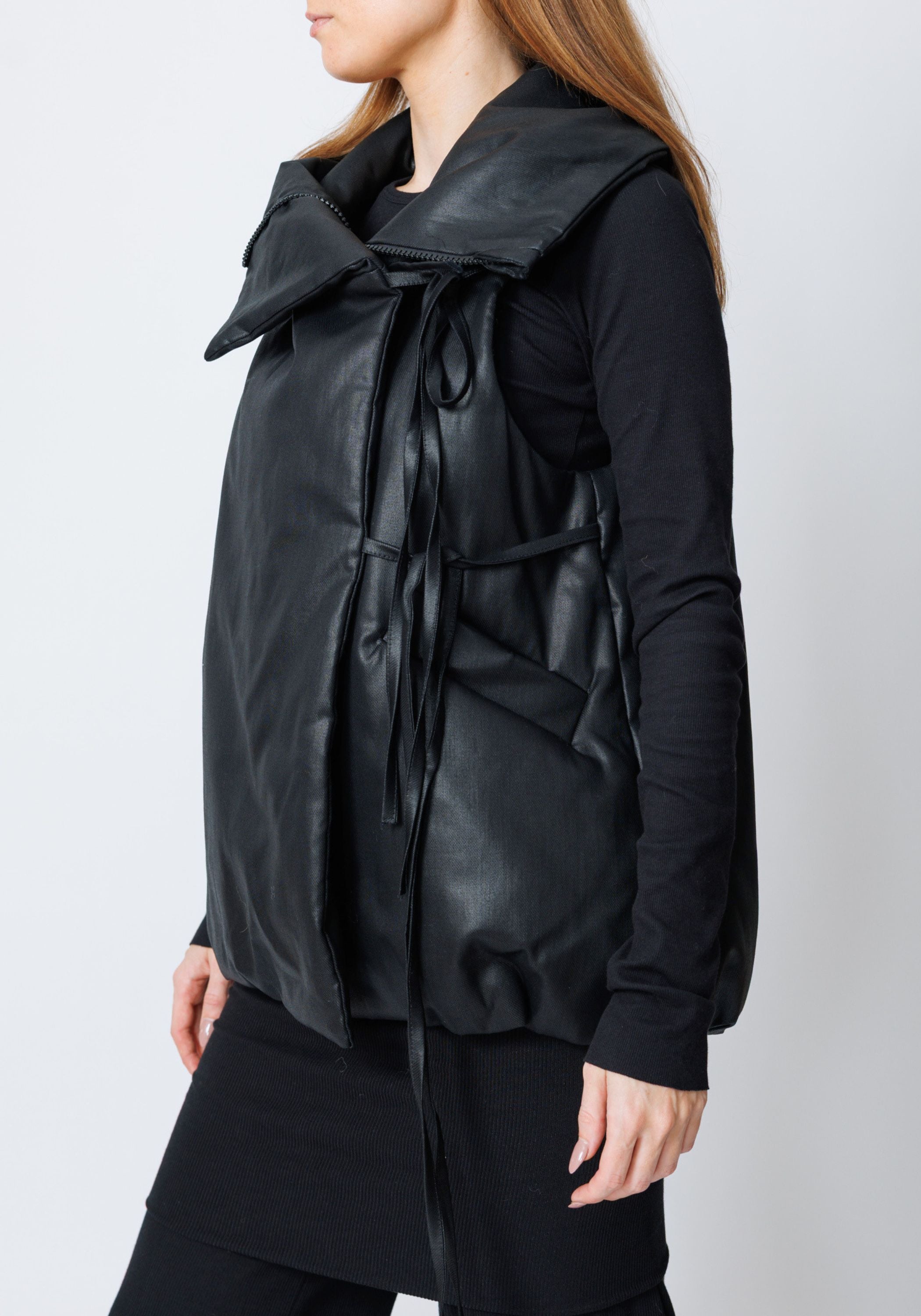 Boa Coated Padded High Neck Vest